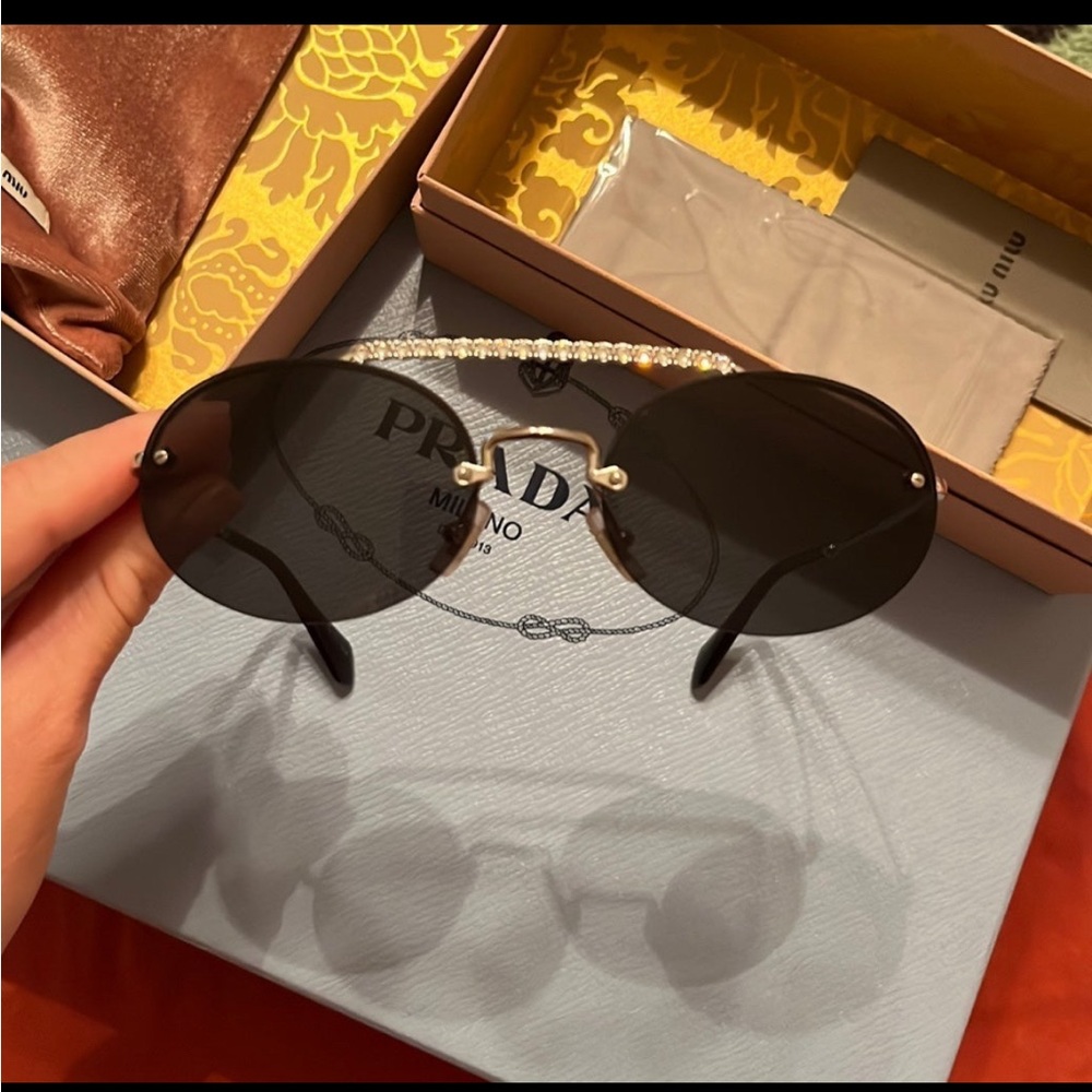 Miu Miu round rhinestone sunglasses